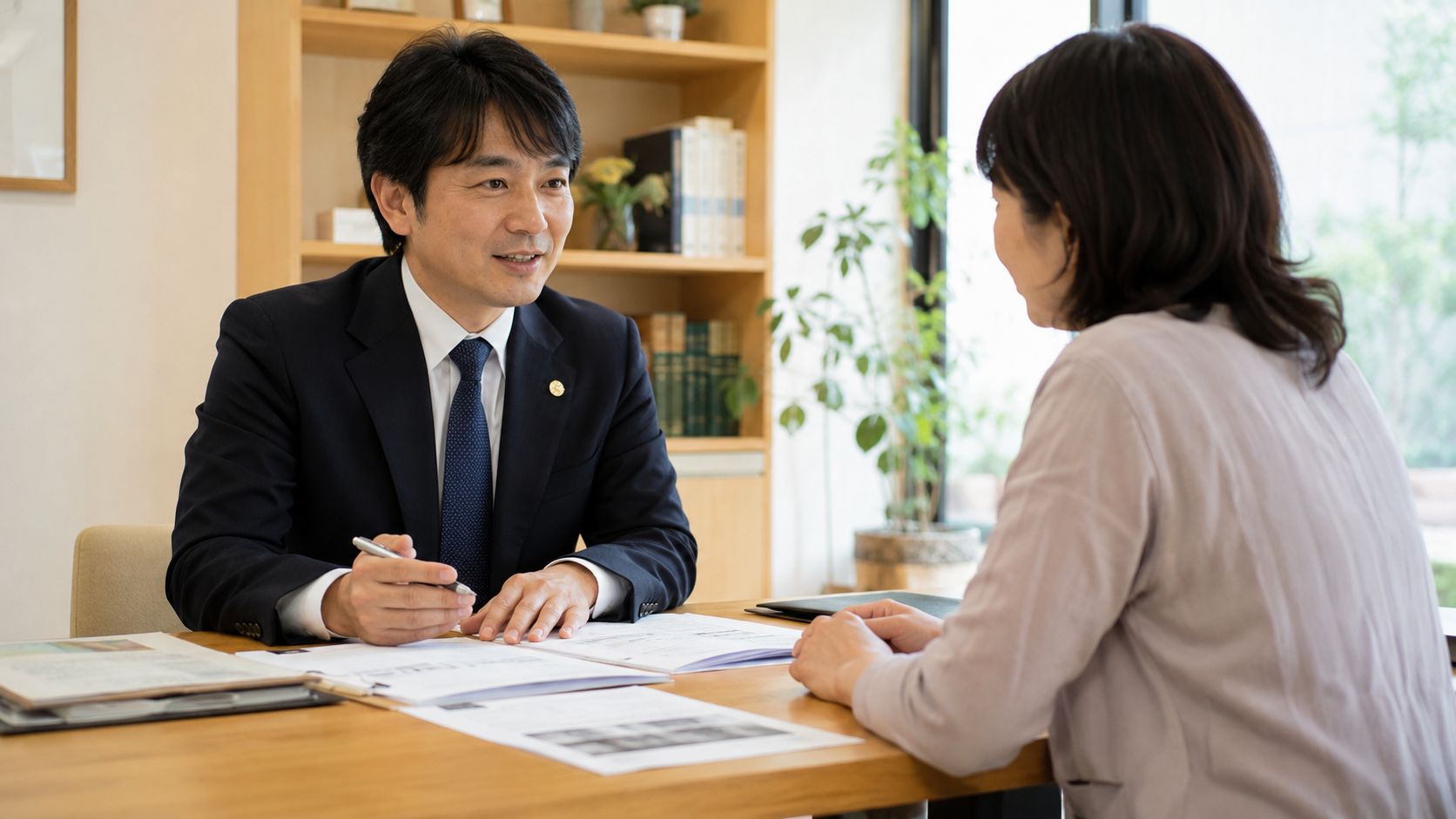相続について話し合う家族